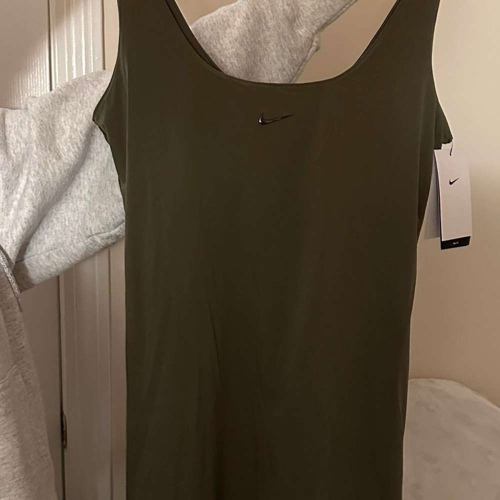 Nike Women's Sport Olive Green Tank Dress with shorts and pocket size Small